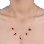Load image into Gallery viewer, Ruby Reign Statement Necklace in 18 Kt