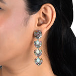 Load image into Gallery viewer, Opal & Multicolour Tourmaline Victorian Silver-Gold Chandelier Earrings