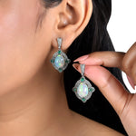 Load image into Gallery viewer, Opal & Emerald Victorian Silver-Gold Drop Earrings