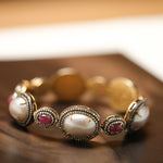 Load image into Gallery viewer, Victorian Pearl & Ruby Bracelet