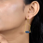 Load image into Gallery viewer, Enamel Crest Gold Drop Earrings in 18 Kt