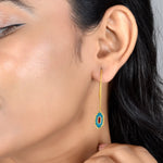 Load image into Gallery viewer, Enamel Drop Hook Gold Earrings in 18 Kt