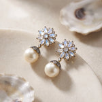 Load image into Gallery viewer, Victorian Rainbow Moonstone & Pearl Earrings