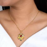 Load image into Gallery viewer, Navratna Heritage Pendant in 18 Kt