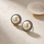 Load image into Gallery viewer, Diamond Framed Pearl Victorian Studs