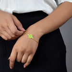 Load image into Gallery viewer, Green Petal Enamel Open Bangle in 18 Kt