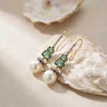 Load image into Gallery viewer, Victorian Emerald & Pearl Earrings