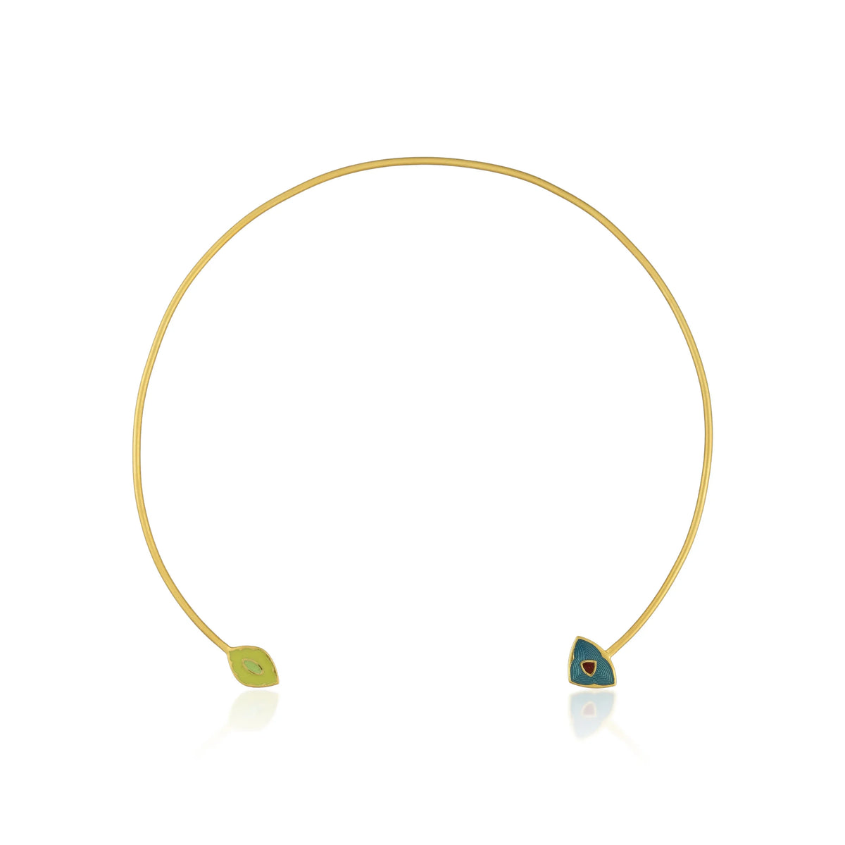 Dual side enamel gold hasli in 18 kt