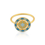 Load image into Gallery viewer, Blue Enamel Medallion Gold Ring in 18 Kt