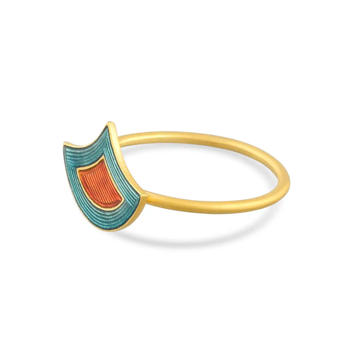 Sculpted enamel statement gold ring