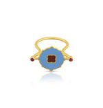 Load image into Gallery viewer, Enamel Medallion Gold Ring in 18 Kt