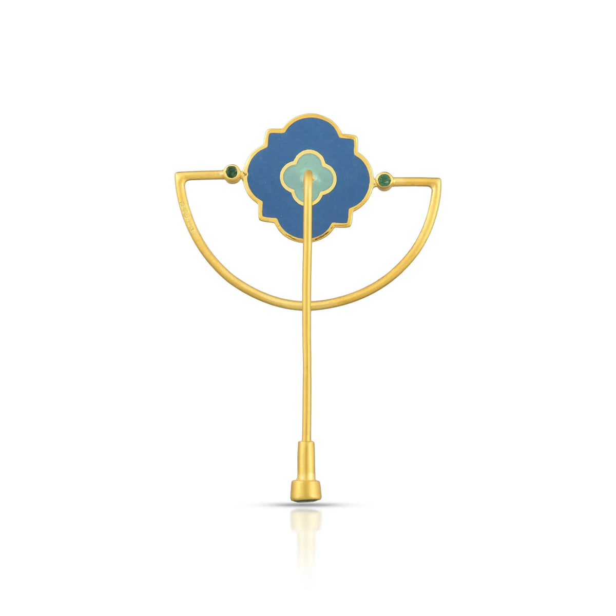 Aqua garden enamel brooch in 18 kt