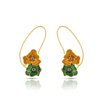 Load image into Gallery viewer, Enamel Bloom Gold Earrings in 18 Kt