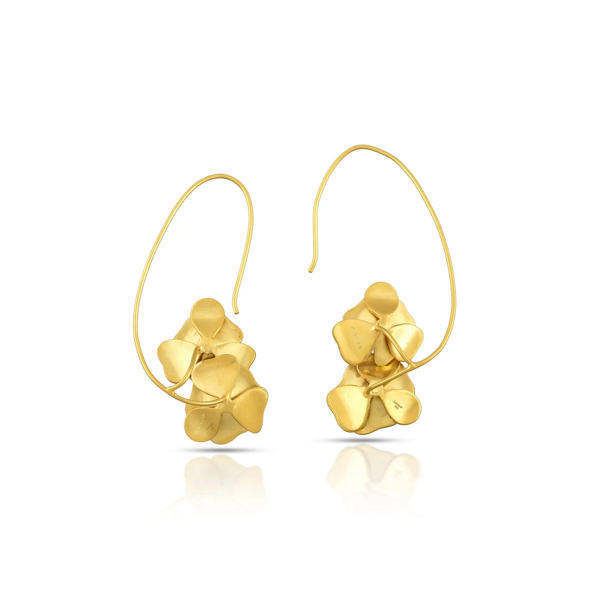 Enamel bloom gold earrings in 18 kt