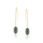 Load image into Gallery viewer, Enamel Drop Hook Gold Earrings in 18 Kt