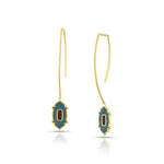 Load image into Gallery viewer, Enamel Drop Hook Gold Earrings in 18 Kt