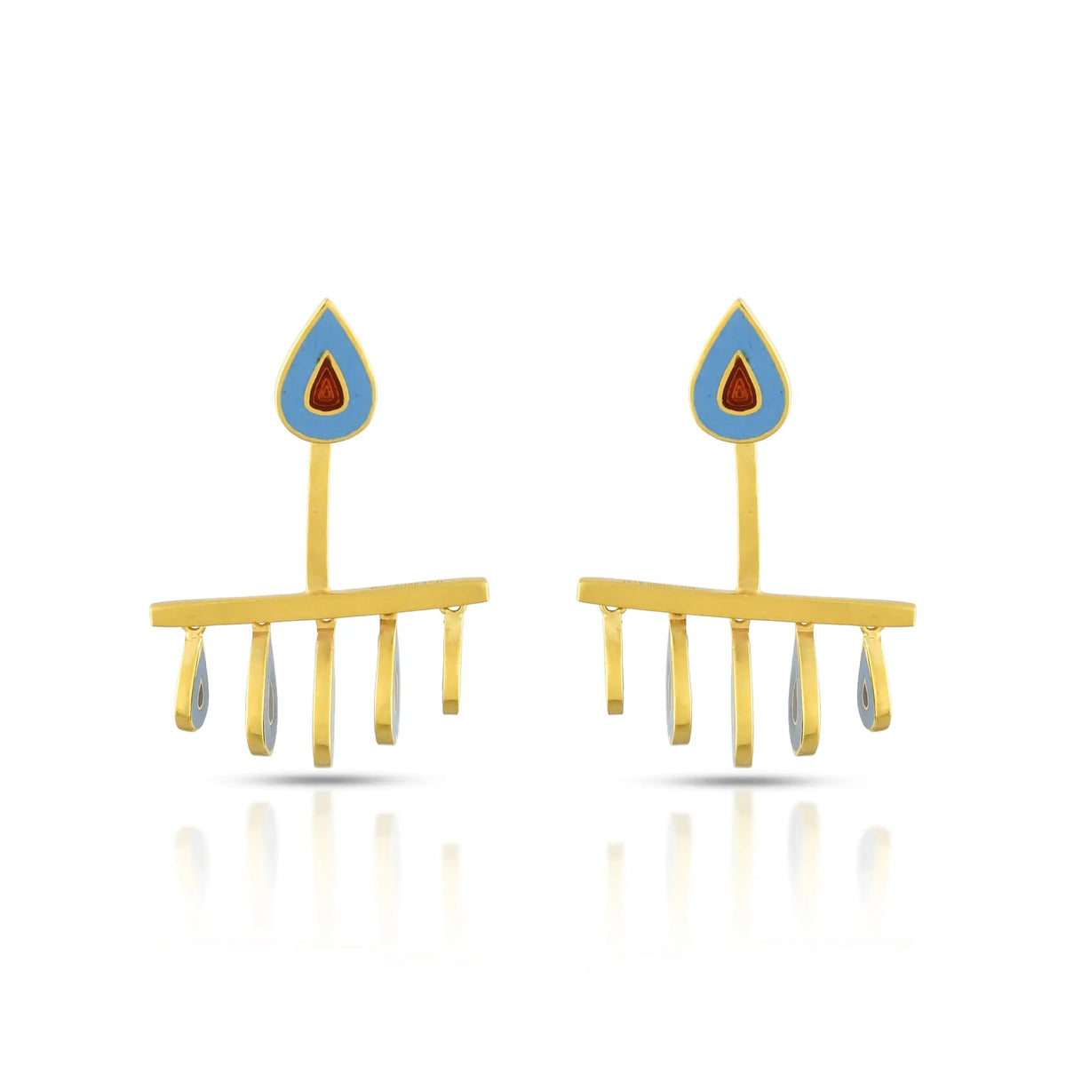 Enamel statement earring in 18 kt