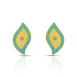 Load image into Gallery viewer, Turquoise Enamel Gold Stud in 18 Kt