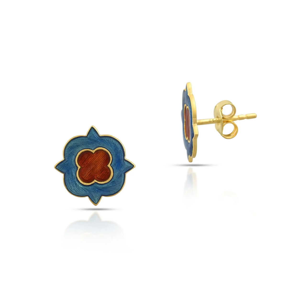 Neel pushp enamel studs in 18 kt