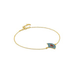 Load image into Gallery viewer, Teal Curve Enamel Gold Bracelet in 18 Kt