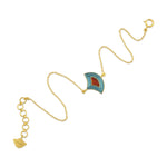 Load image into Gallery viewer, Teal Curve Enamel Gold Bracelet in 18 Kt