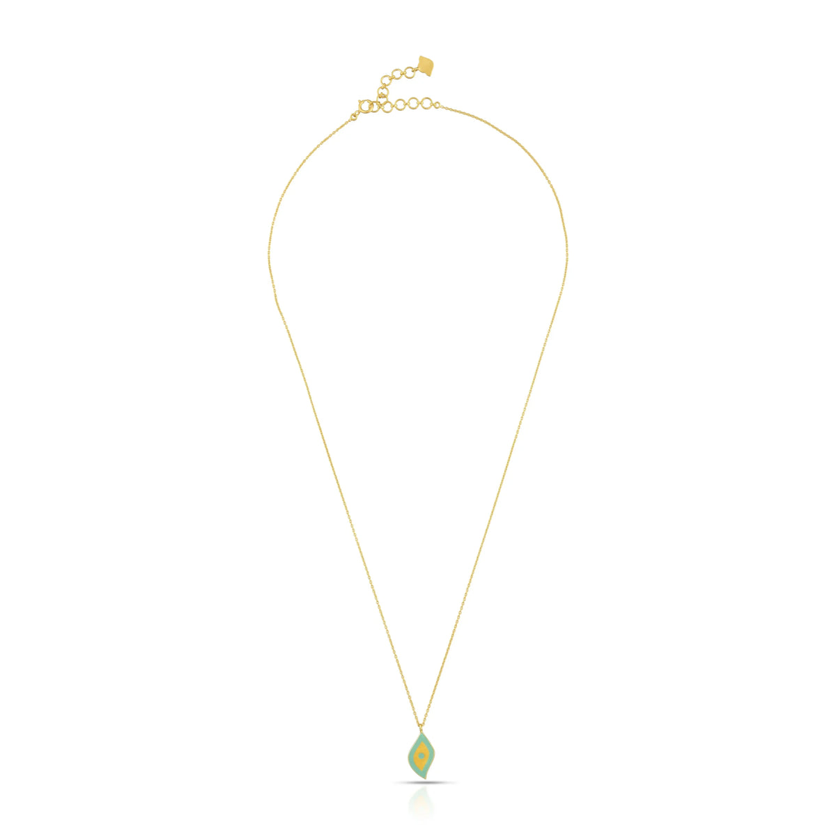 Turquoise enamel gold necklace in 18 kt