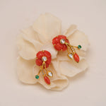 Load image into Gallery viewer, Coral and Diamond Earrings in 18 Kt