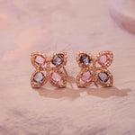 Load image into Gallery viewer, Pastel Sapphire Floral Stud Rose Gold Earrings in 18 Kt