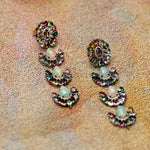 Load image into Gallery viewer, Opal & Multicolour Tourmaline Victorian Silver-Gold Chandelier Earrings