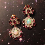 Load image into Gallery viewer, Opal & Tourmaline Victorian Silver-Gold Statement Earrings