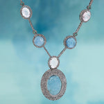 Load image into Gallery viewer, Rose Aqua Silver-Gold Victorian Necklace