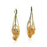 Load image into Gallery viewer, Long Nectar Cage Citrine Earrings in 18Kt