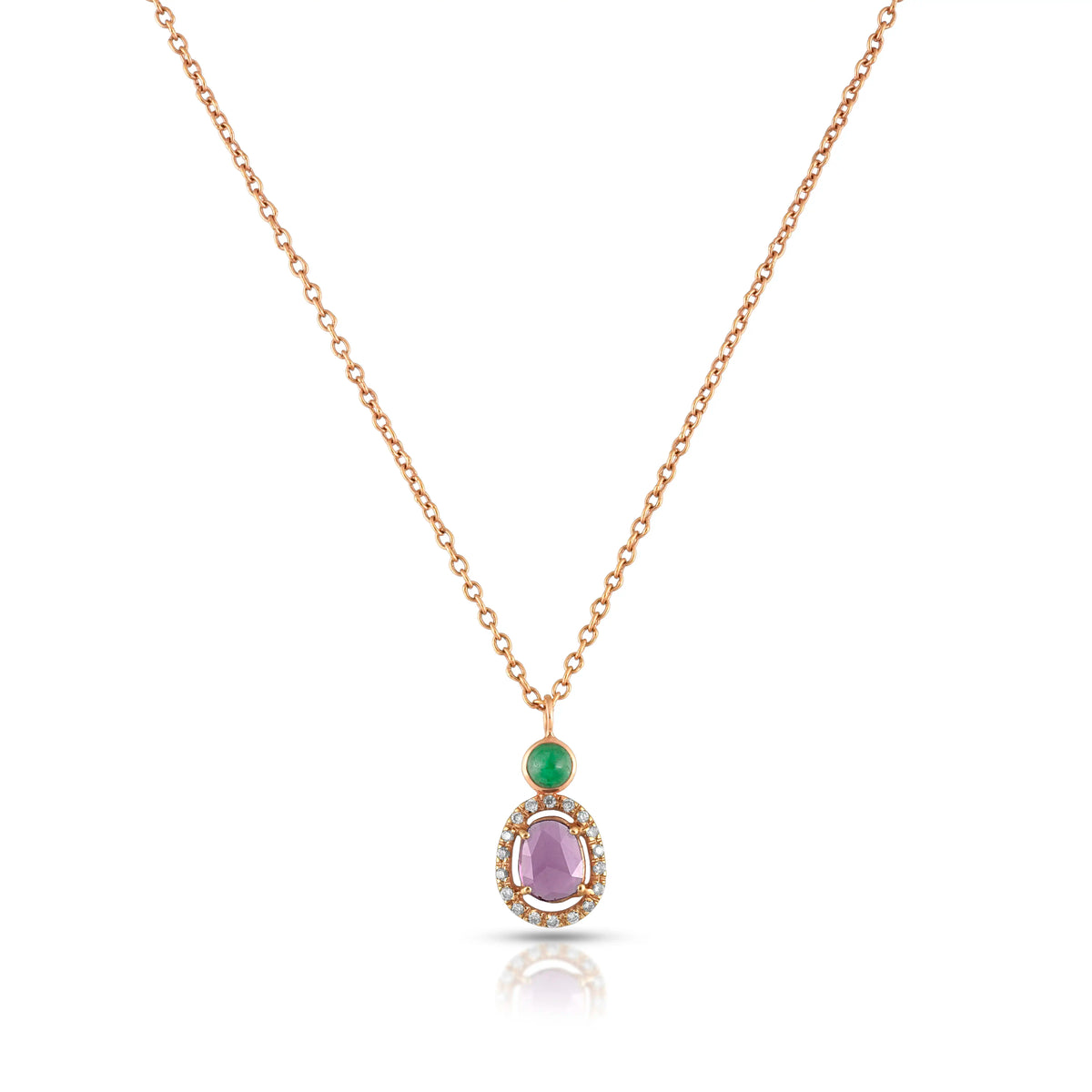 Rose gold sapphire pendant necklace in 18 kt