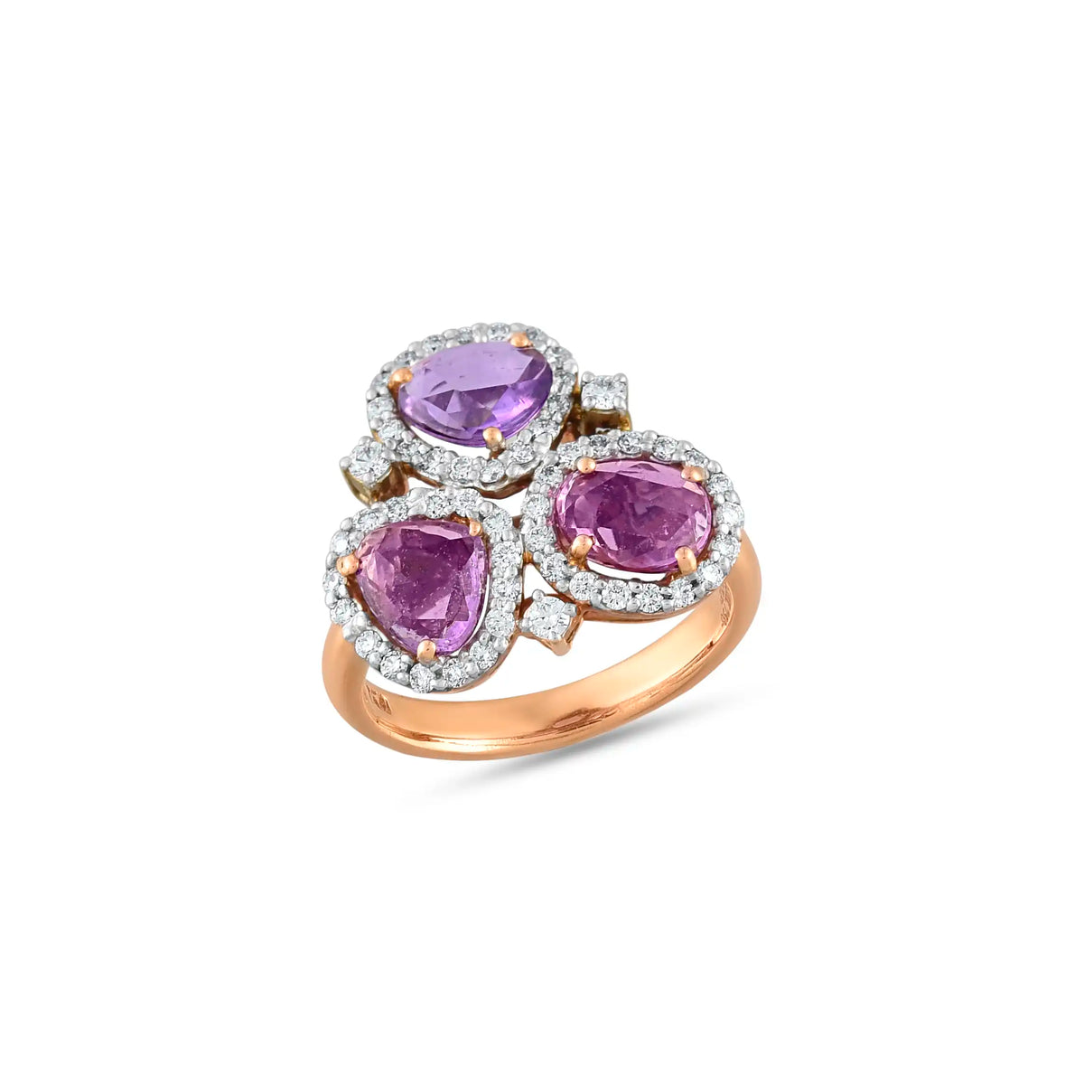 Petal sapphire statement rose gold ring in 18 kt