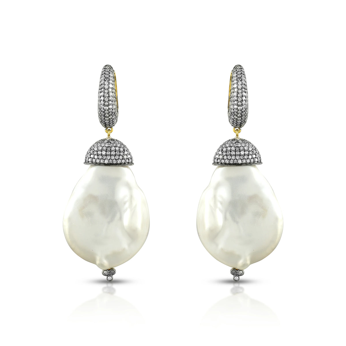 Victorian baroque pearl & diamond earrings
