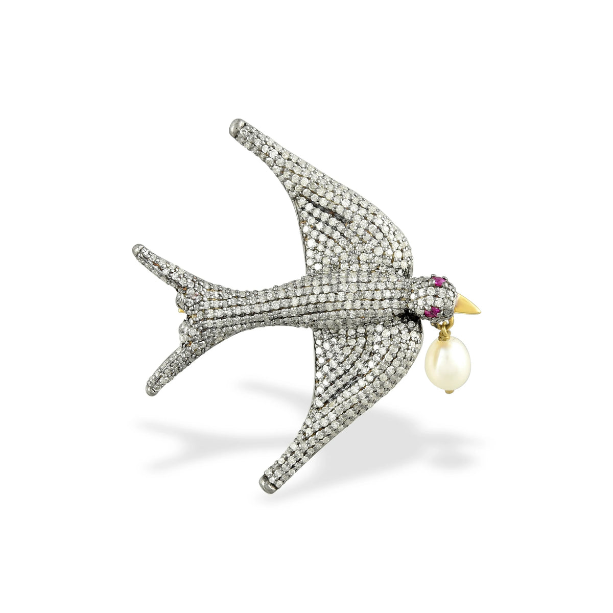 Victorian diamond bird brooch