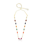 Load image into Gallery viewer, Navratna Carved Bead Necklace in 18 Kt