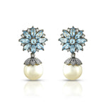 Load image into Gallery viewer, Victorian Blue Topaz & Pearl Earrings