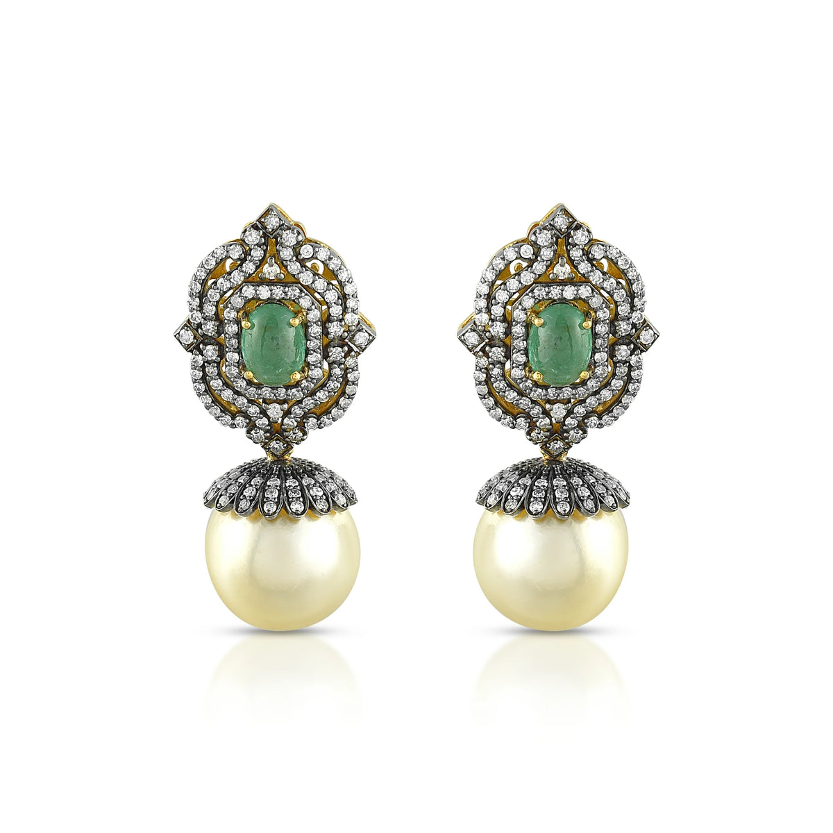 Victorian emerald & pearl earrings