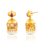 Load image into Gallery viewer, Navratna Lotus Bloom Jhumkas in 18 Kt