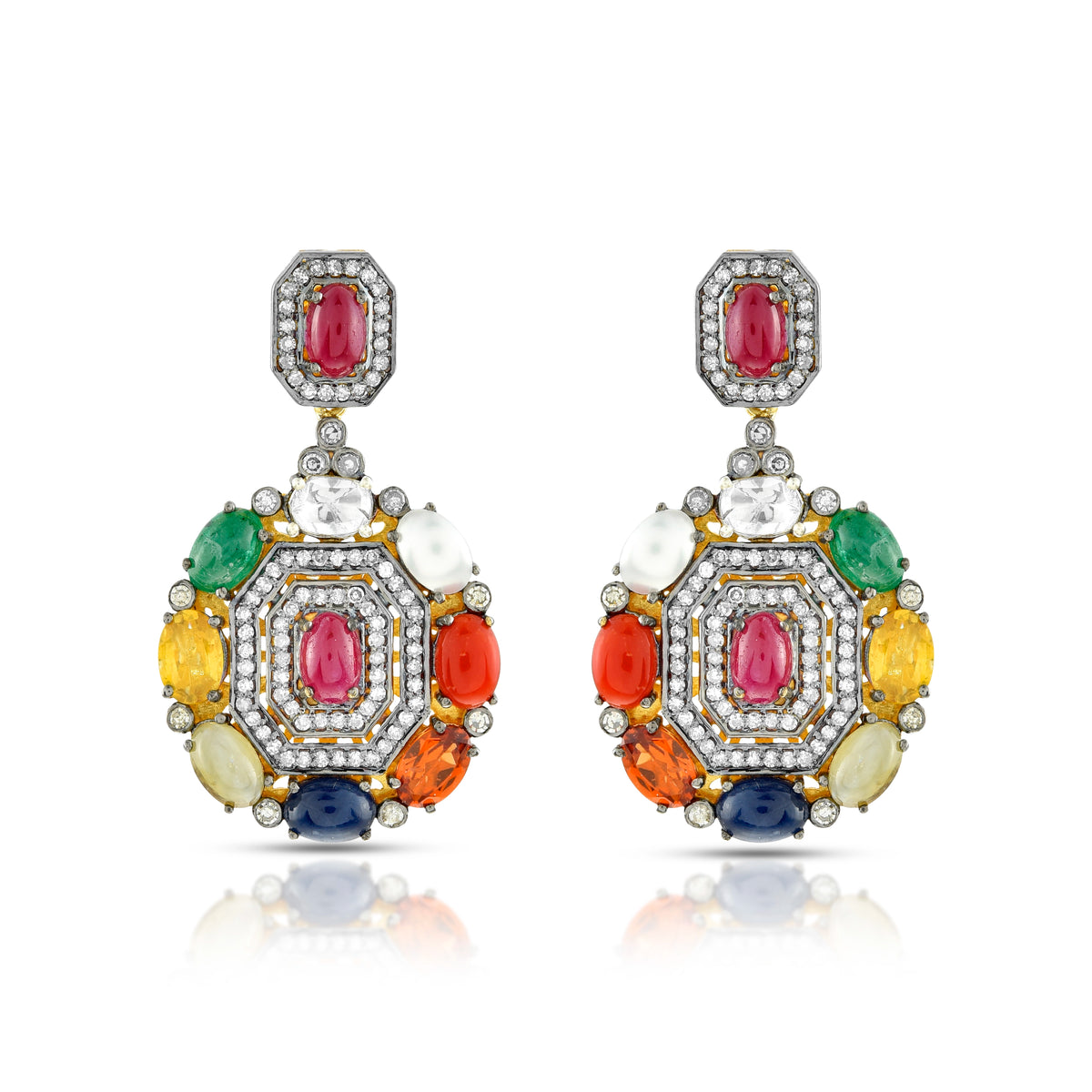 Royal navratna victorian earrings