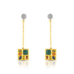 Load image into Gallery viewer, Geometric Navratna Earrings in 18 Kt