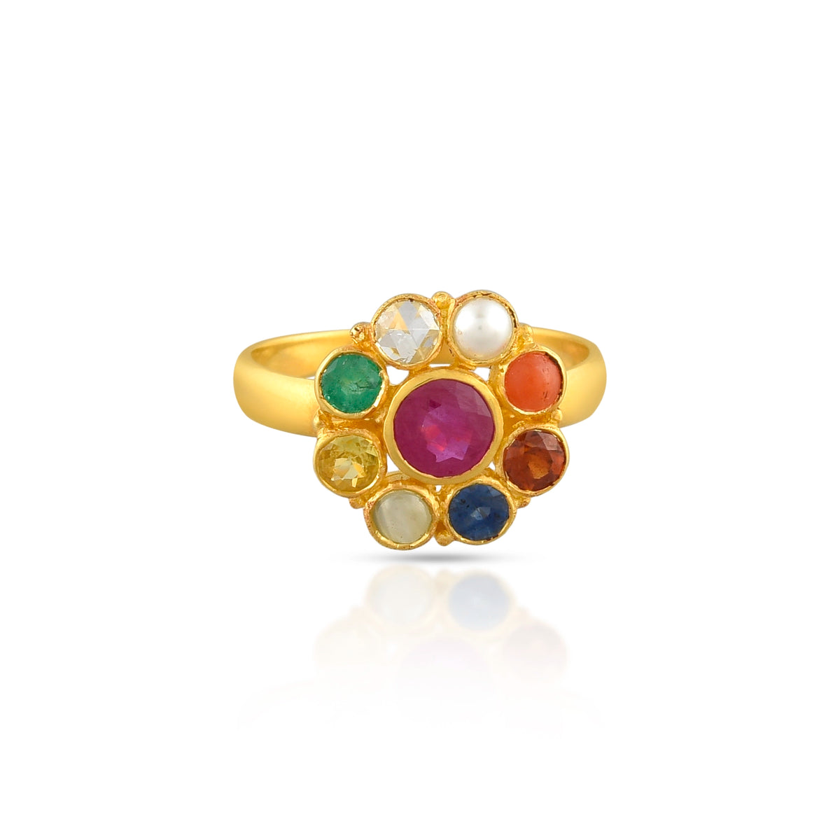 Heritage navratna ring in 18 kt