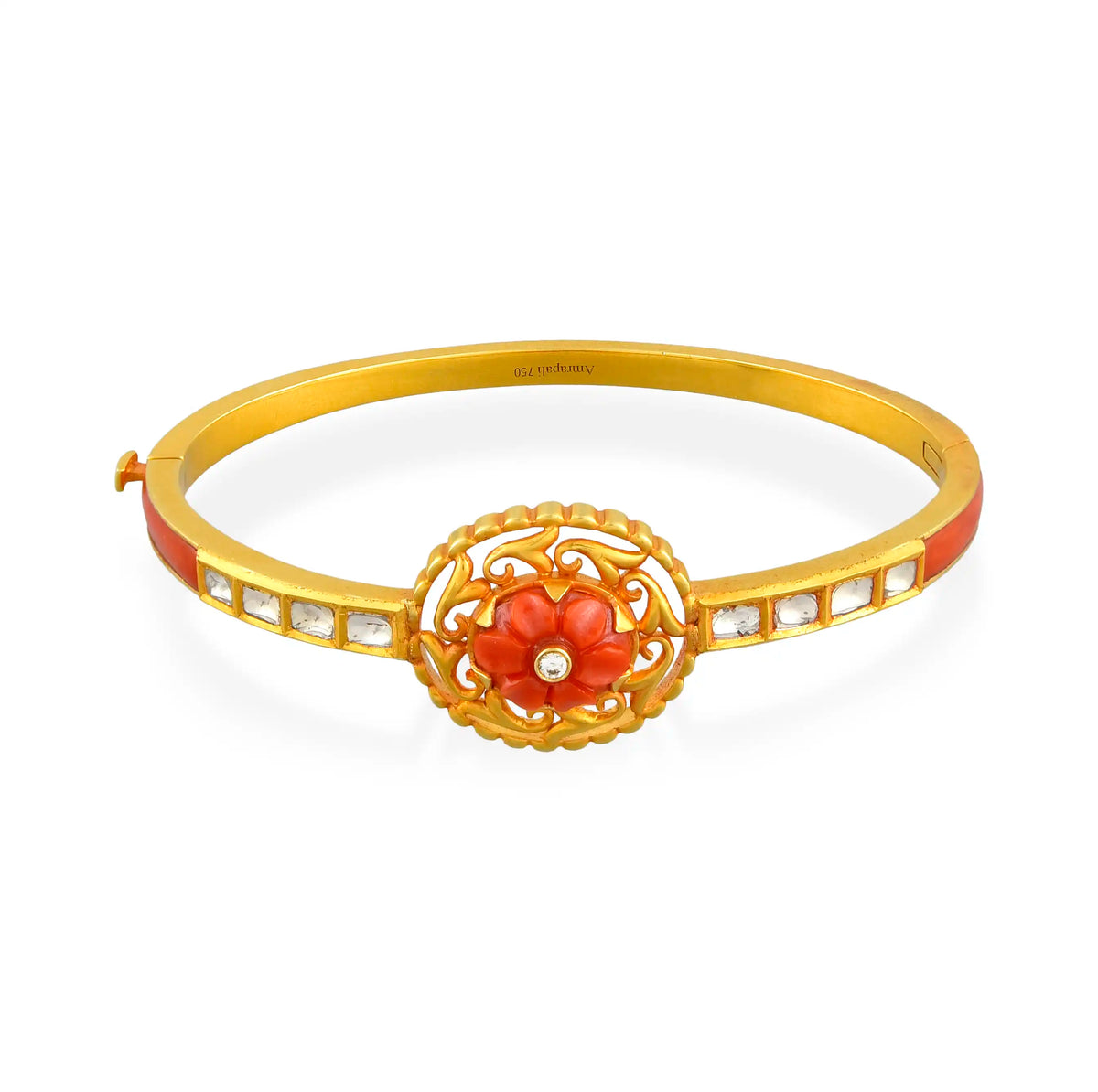 Coral bloom heritage bangle in 18 kt