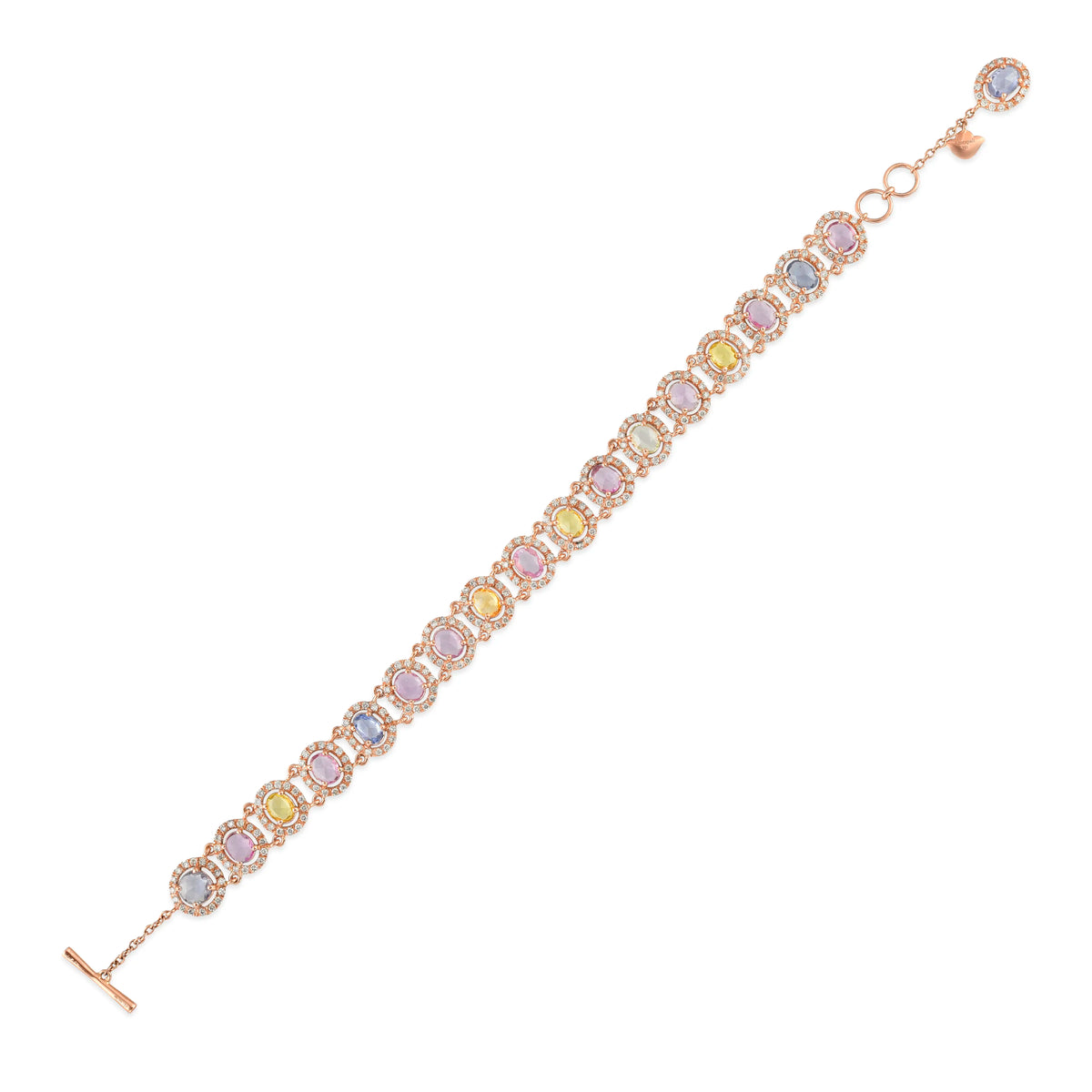 Rose gold multi sapphire bracelet in 18 kt