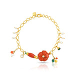 Load image into Gallery viewer, Coral Bloom Charm Gold Bracelet in 18 Kt