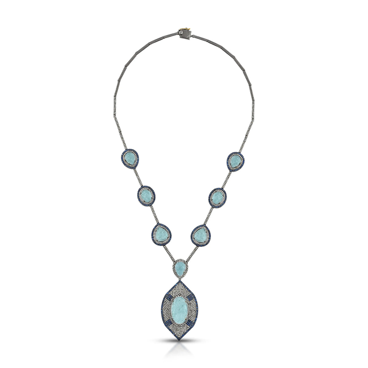 Ocean crest silver gold victorian statement necklace