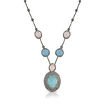 Load image into Gallery viewer, Rose Aqua Silver-Gold Victorian Necklace