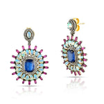 Load image into Gallery viewer, Opal & Kyanite Victorian Silver-Gold Drop Earrings