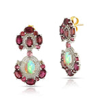 Load image into Gallery viewer, Opal & Tourmaline Victorian Silver-Gold Statement Earrings